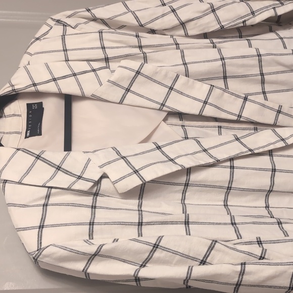 NWOT Asos Cotton and Linen White Grid Oversized Blazer - Picture 8 of 14
